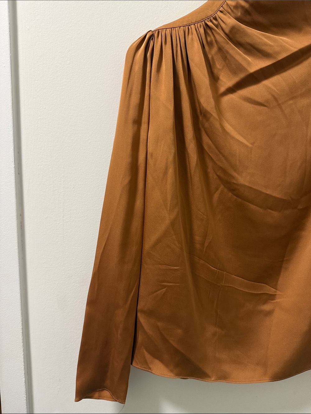 Intermix Silk Long Sleeve Blouse with High Neckline & Button Detailing. Size 2. - Picture 3 of 5